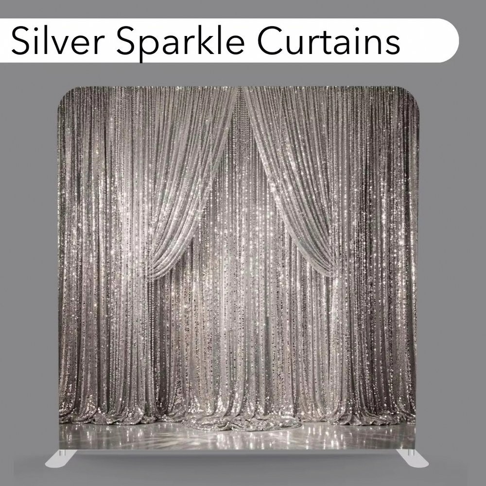 Silver Sparkle Curtains — sequin curtain photo booth backdrop