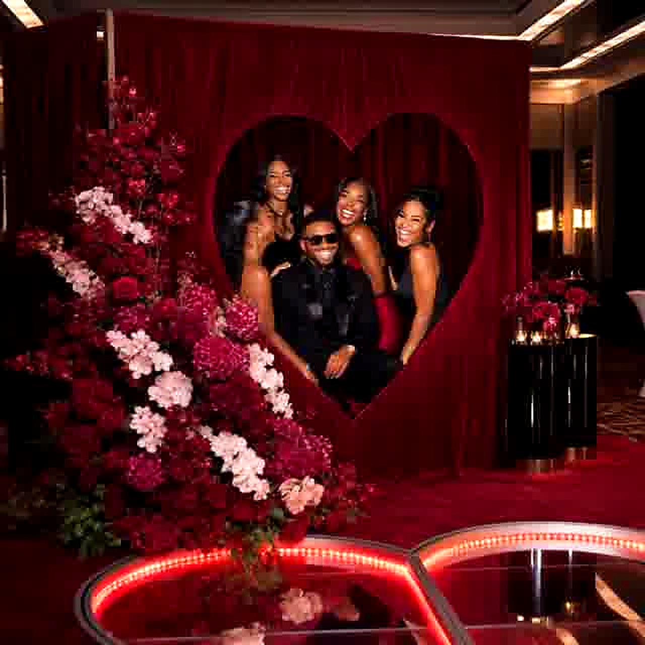 The Heartbox Experience — 7-foot heart-shaped luxury photo enclosure with LED glass floor